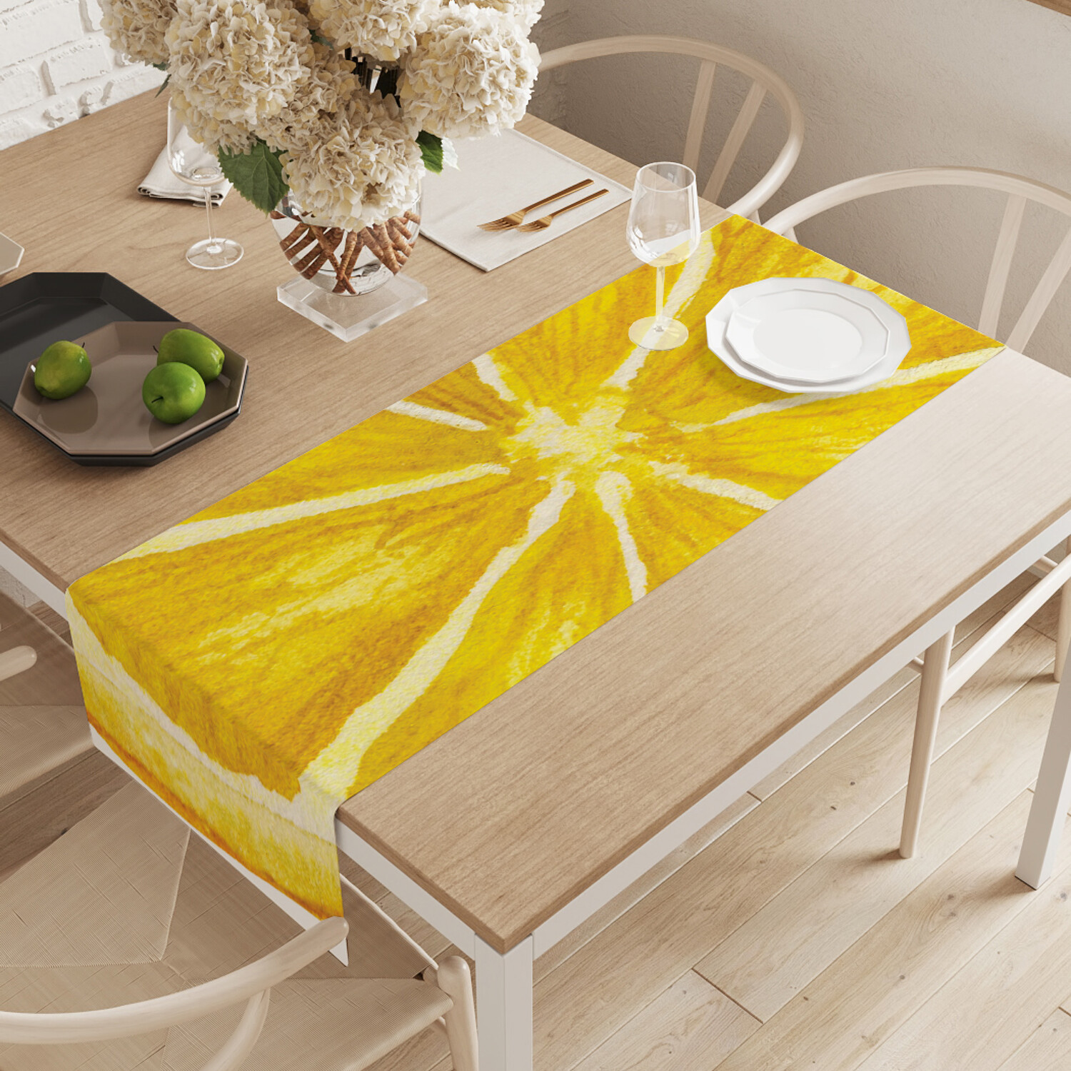 

Дорожка водоотталкивающая на стол JoyArty с рисунком 145 на 40 см, Желтый, Акварельная половинка лимона