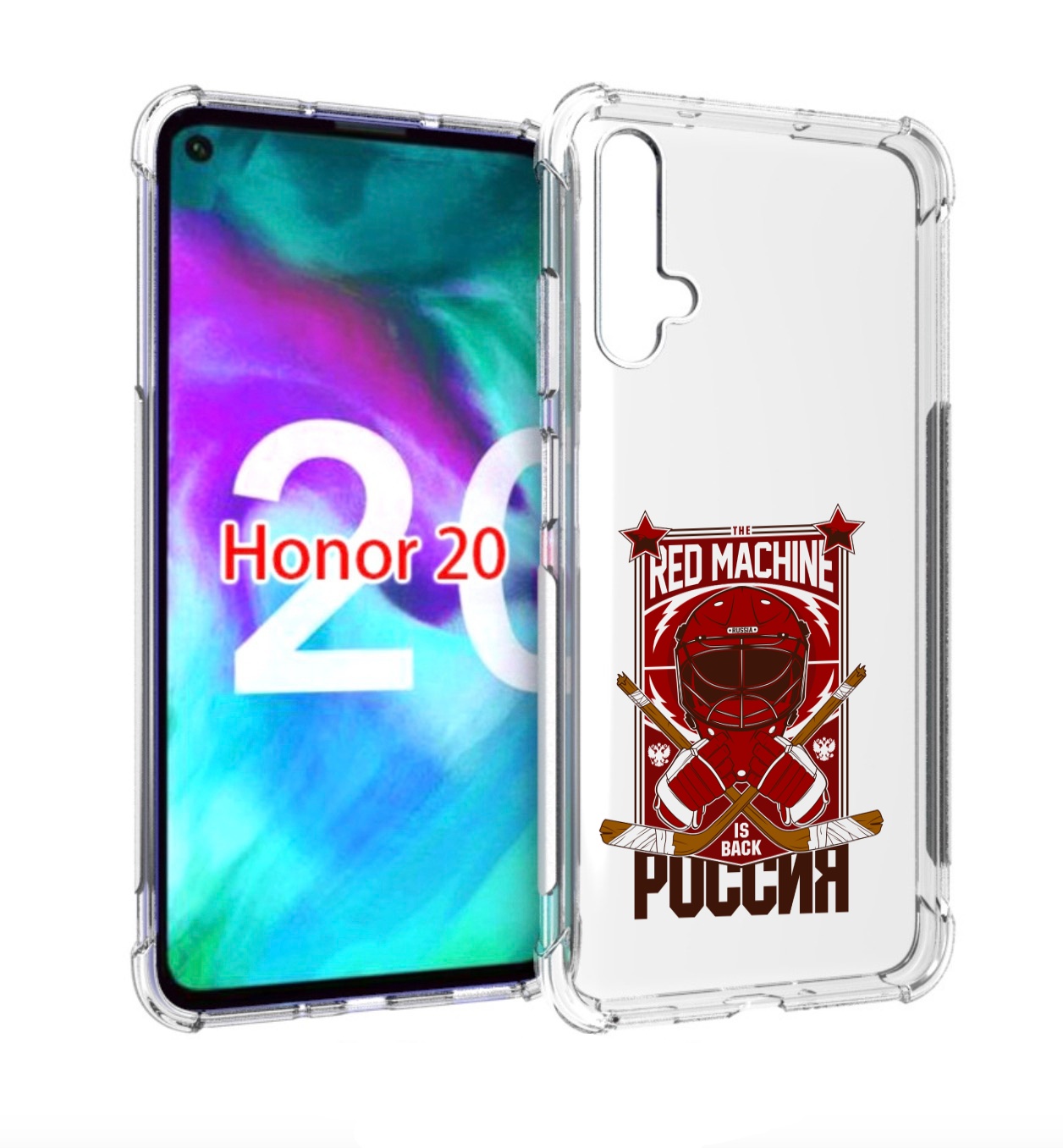 

Чехол бампер MyPads хоккей россия для Honor 20., Прозрачный, Tocco