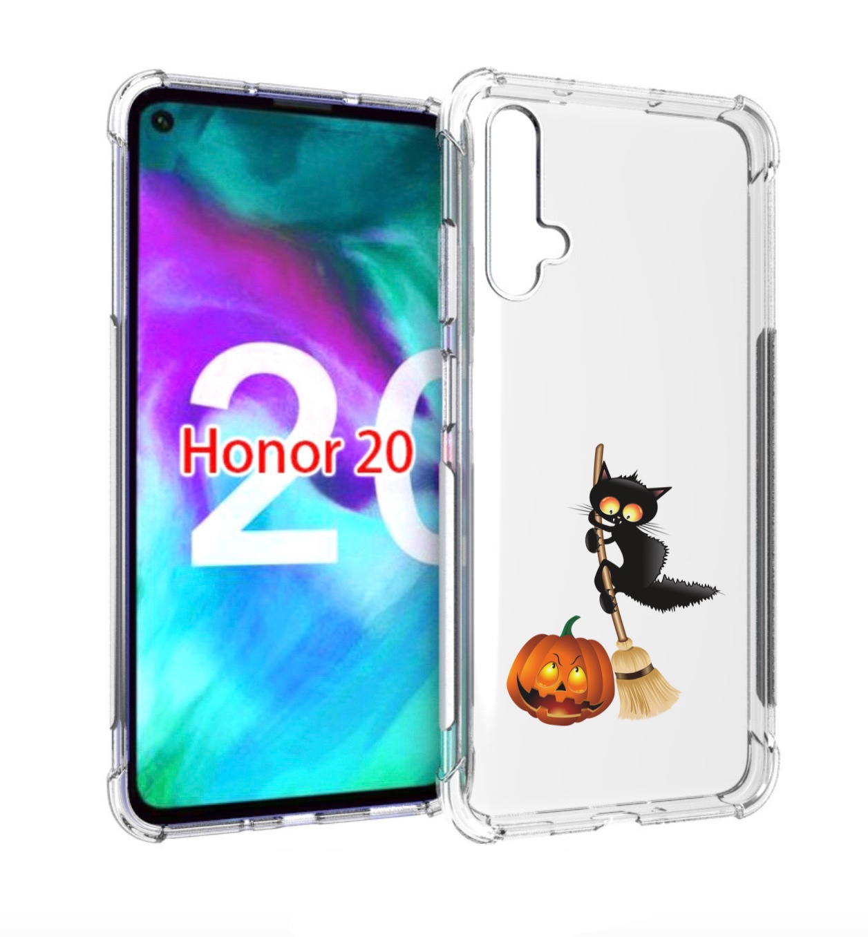 

Чехол бампер MyPads хэлуинский котик для Honor 20., Прозрачный, Tocco