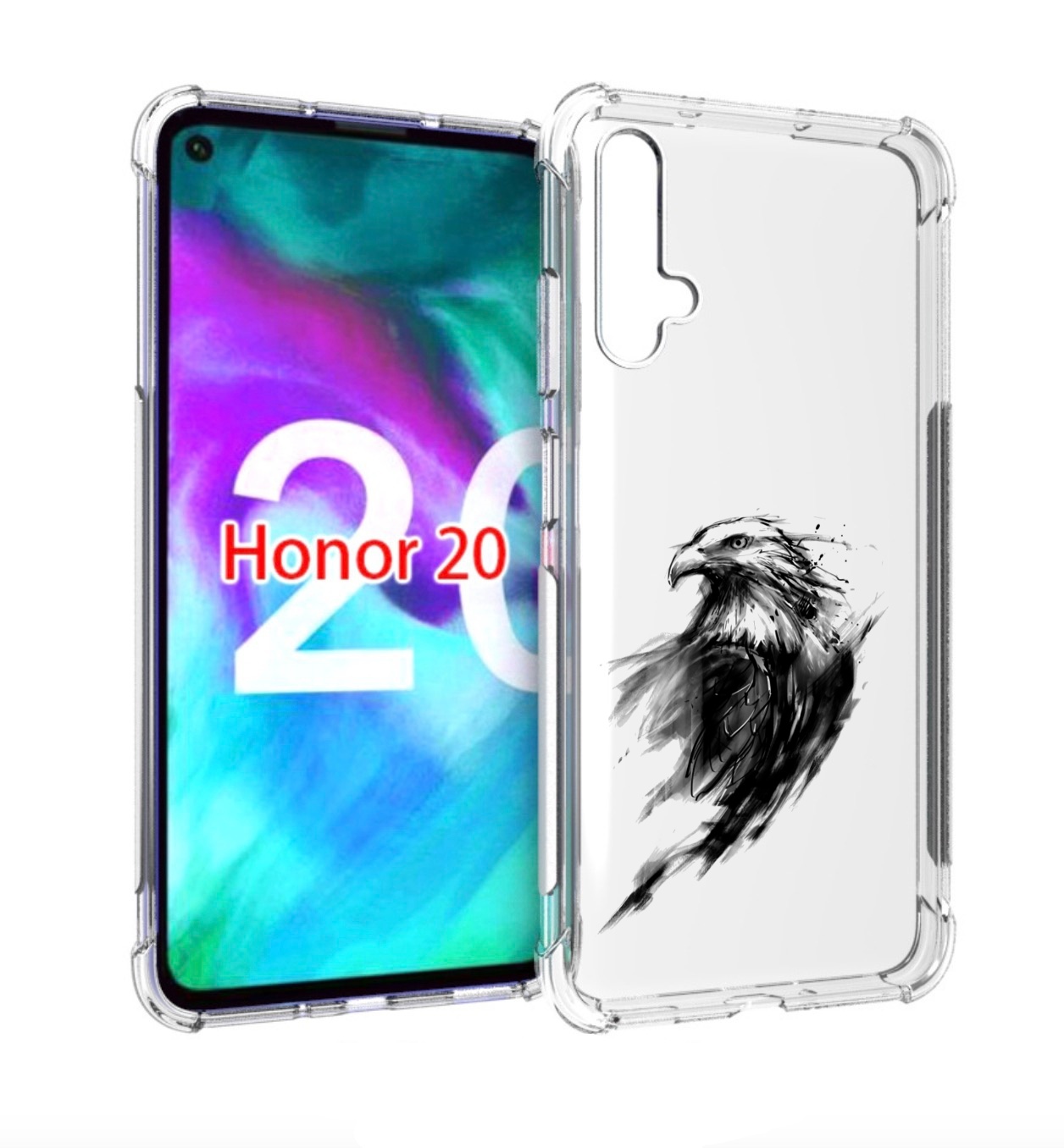 

Чехол бампер MyPads чб птица для Honor 20., Прозрачный, Tocco