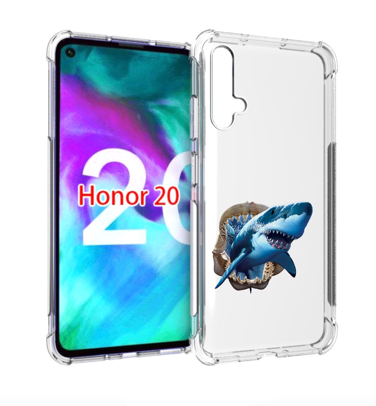 

Чехол бампер MyPads челюсти для Honor 20., Прозрачный, Tocco