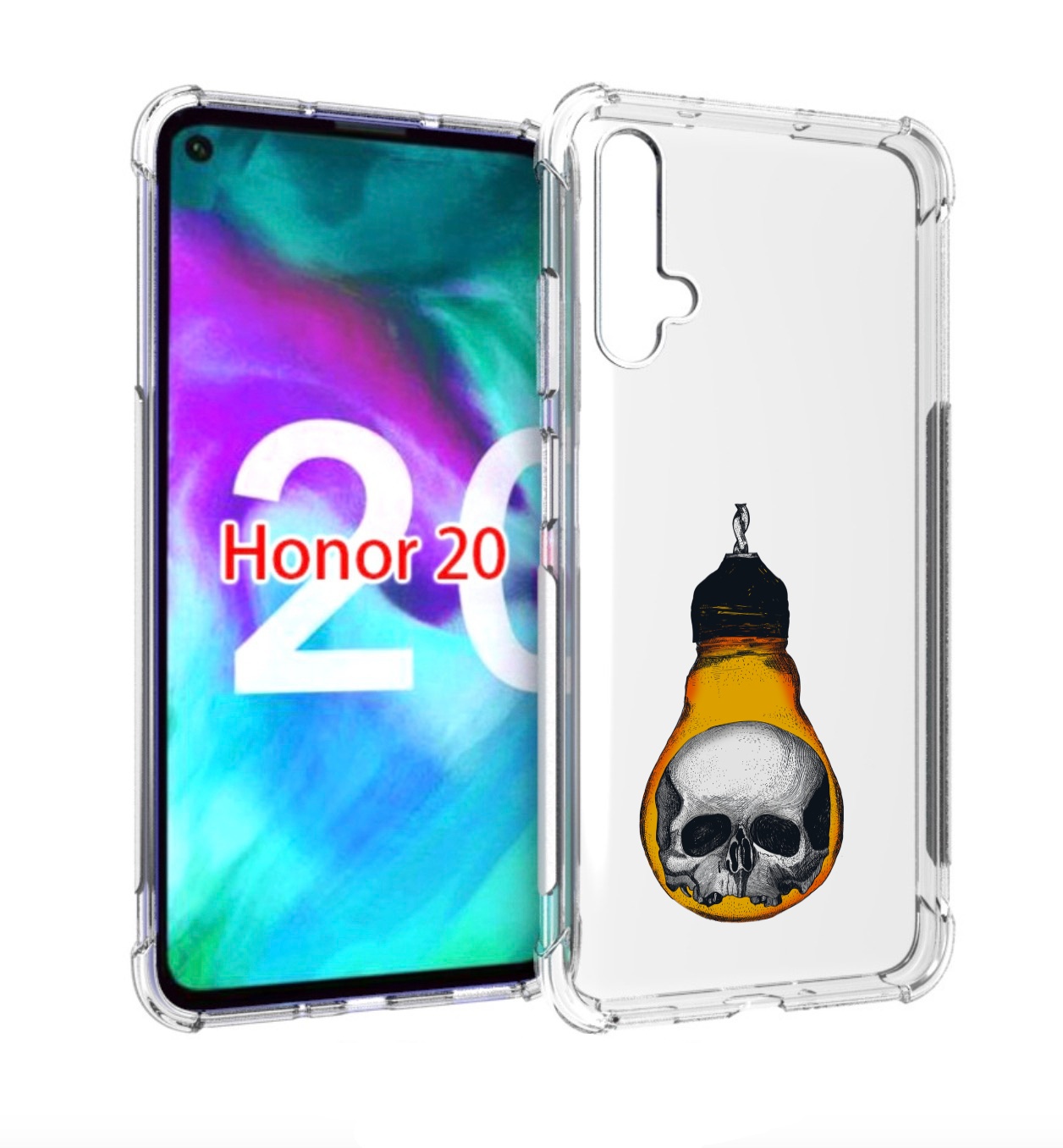 Чехол бампер MyPads череп в лампочке для Honor 20.