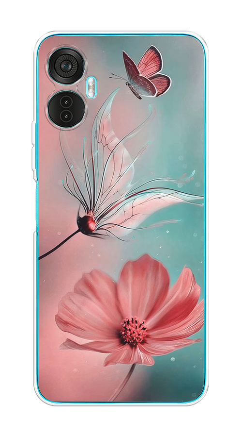 

Чехол на Itel Vision 5 Plus "Бабочка и цветок", Голубой;розовый, 3201150-1