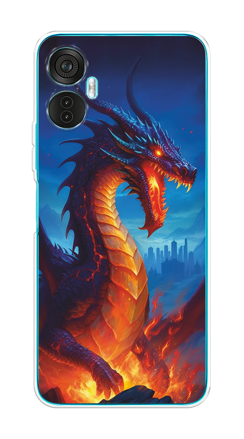 

Чехол на Itel Vision 5 Plus "Дракон над лавой", Оранжевый;коричневый;синий, 3201150-1