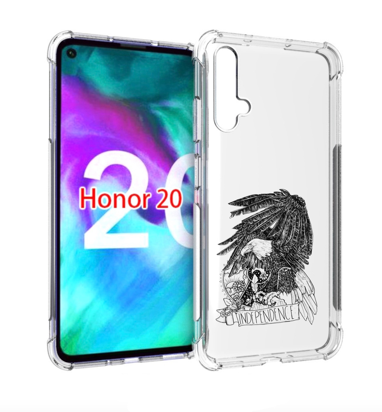 

Чехол бампер MyPads черно белый сокол для Honor 20., Прозрачный, Tocco