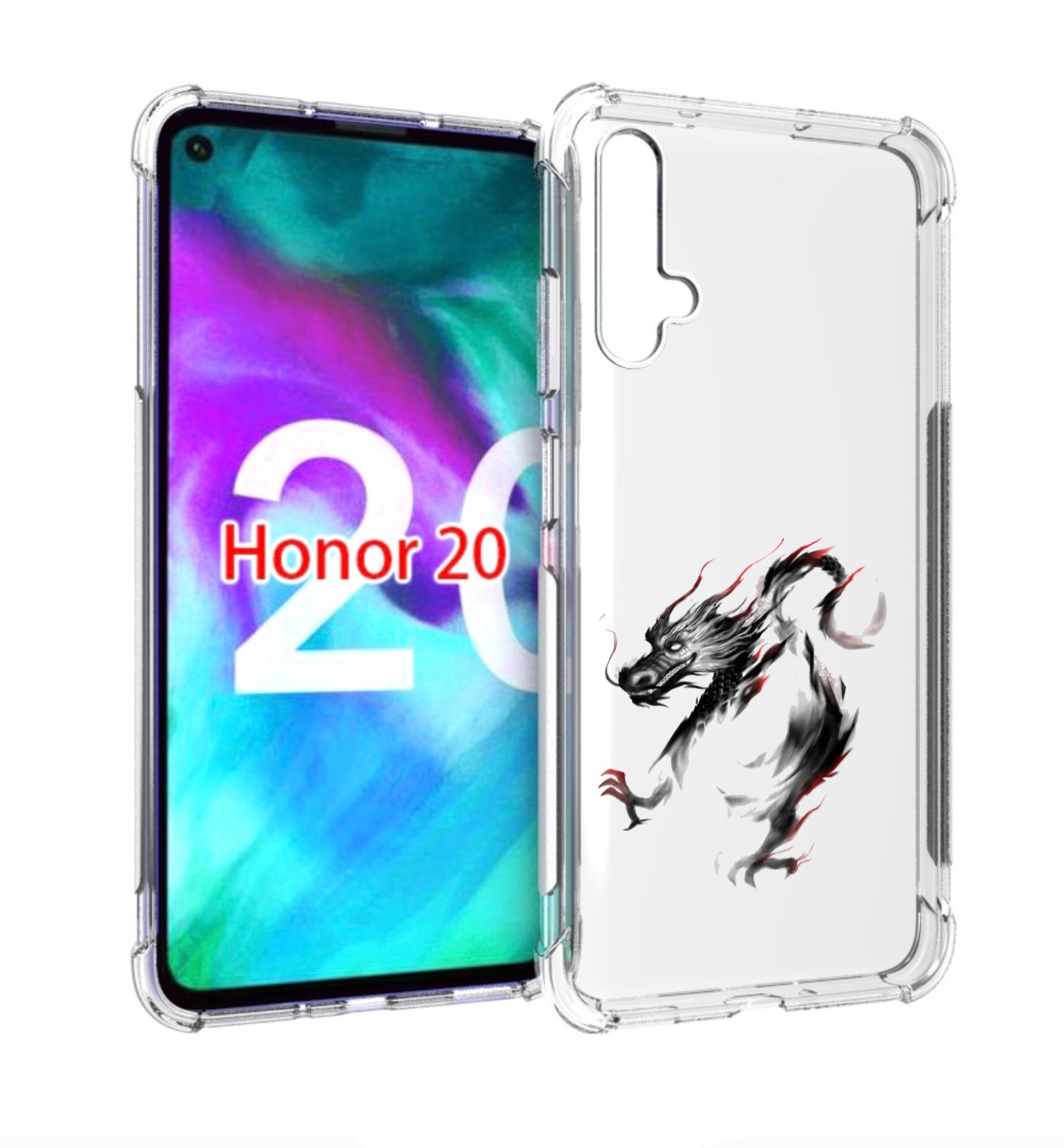 

Чехол бампер MyPads черный дракон для Honor 20., Прозрачный, Tocco