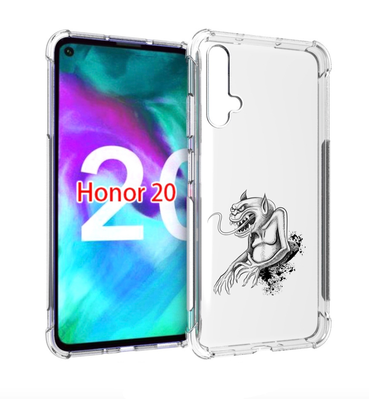 

Чехол бампер MyPads чорт для Honor 20., Прозрачный, Tocco