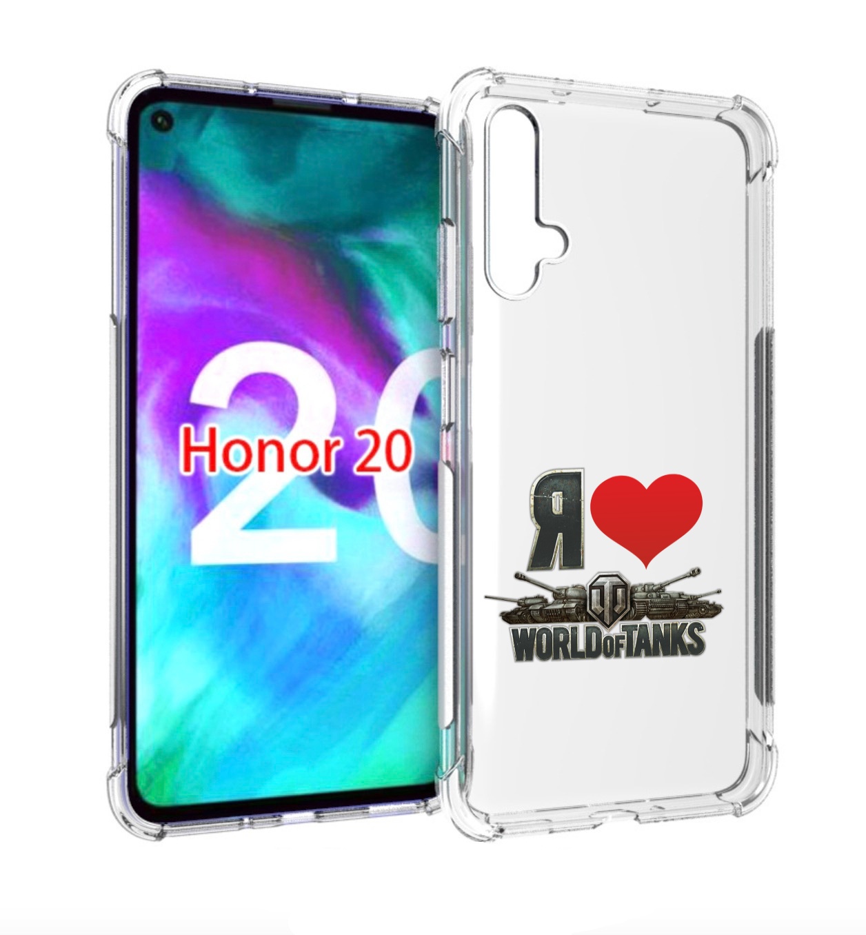 

Чехол бампер MyPads я люблю ворлд оф танк для Honor 20., Прозрачный, Tocco