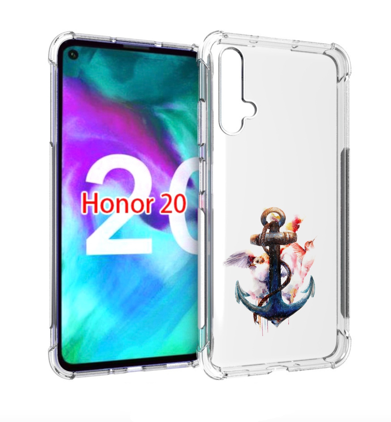 

Чехол бампер MyPads якорь с птицами для Honor 20., Прозрачный, Tocco