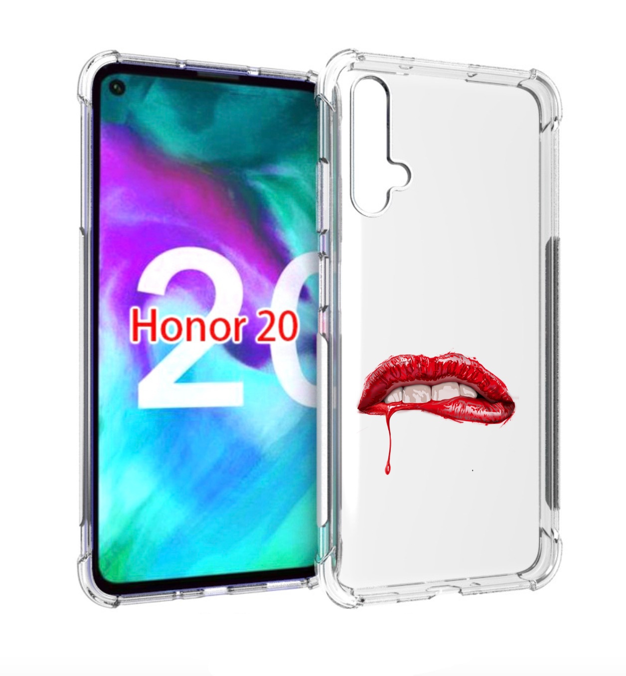 

Чехол бампер MyPads яркие красные губы для Honor 20., Прозрачный, Tocco