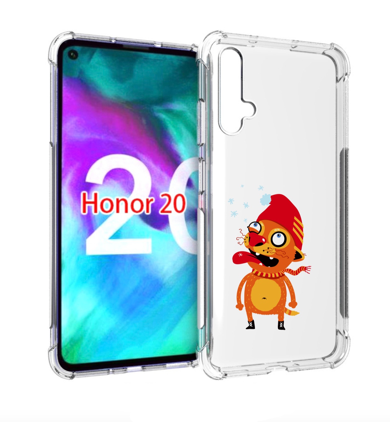 

Чехол бампер MyPads Зимний кот для Honor 20., Прозрачный, Tocco