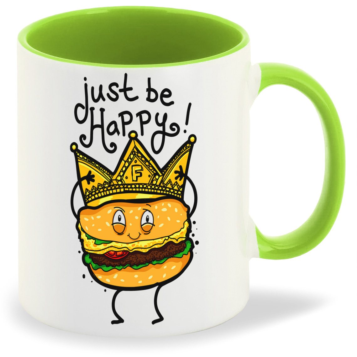 Кружка CoolPodarok Прикол Бургер Just be happy