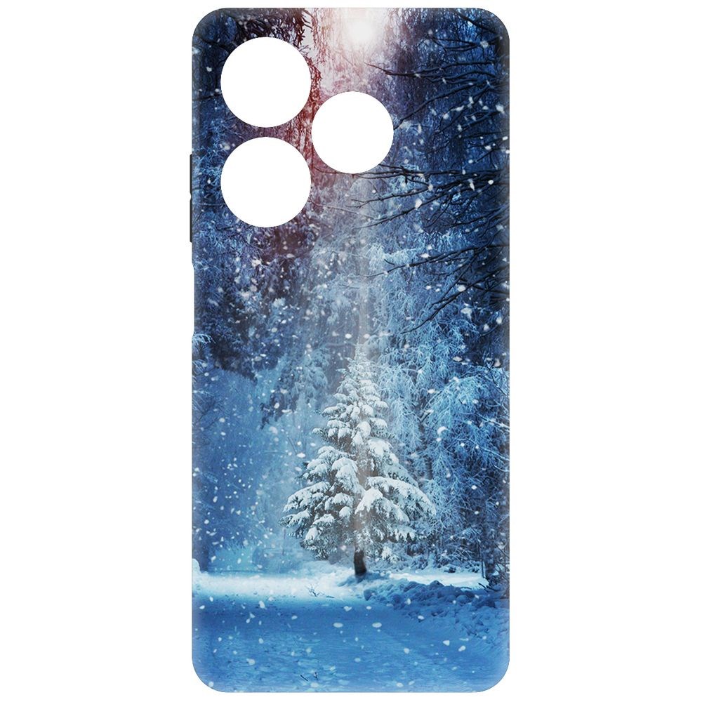 

Чехол-накладка Krutoff Soft Case Лесная ель для Itel P55 черный