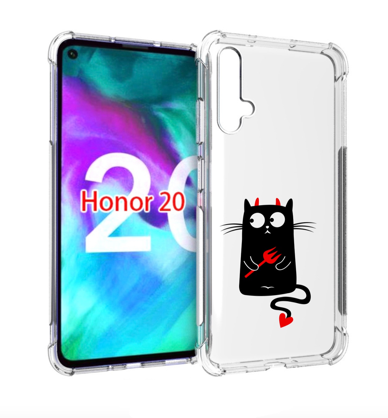 

Чехол бампер MyPads Кот демон для Honor 20., Прозрачный, Tocco
