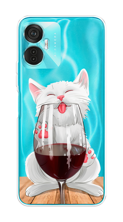 

Чехол на Itel Vision 5 Plus "Кот с бокалом", Прозрачный;белый;красный, 3201150-1