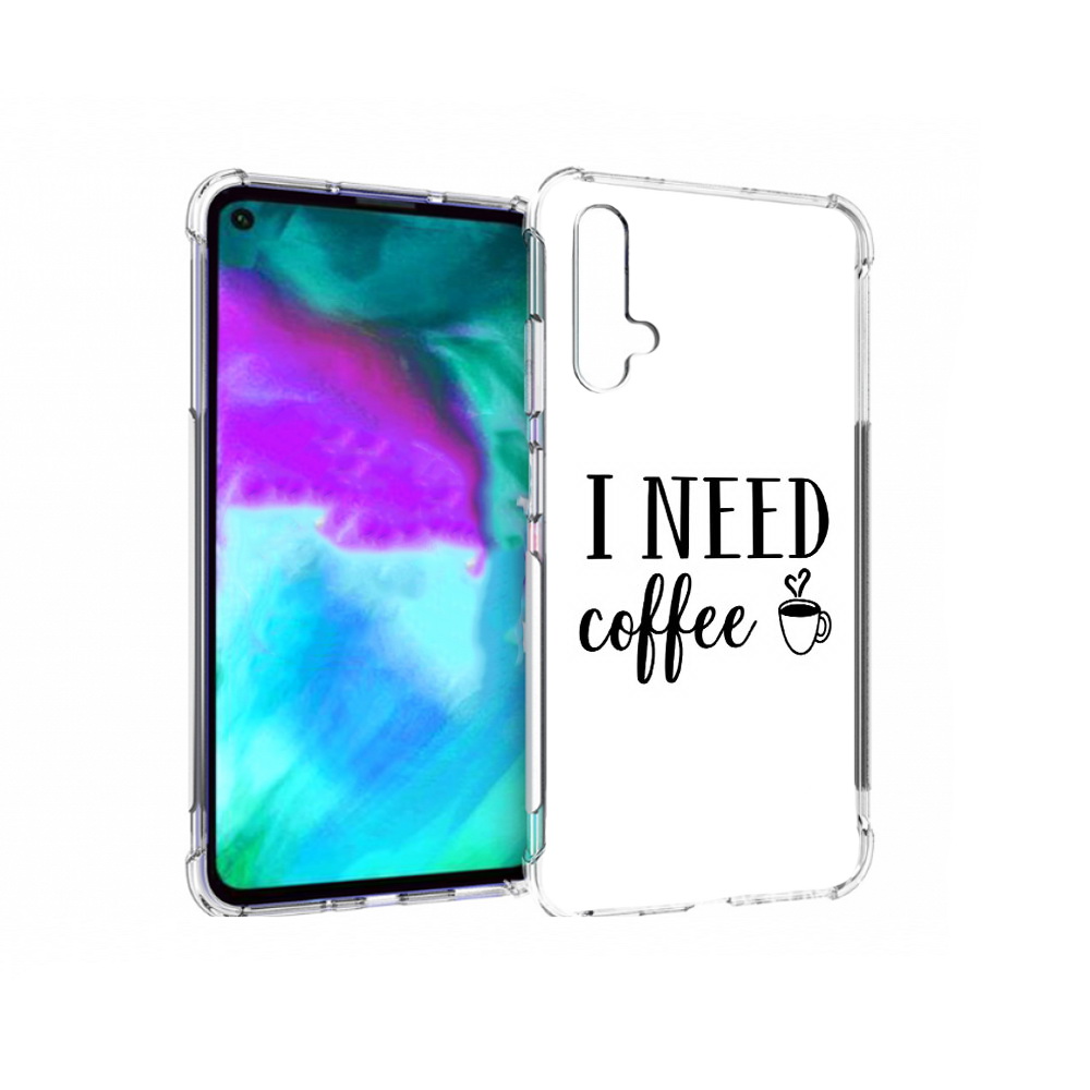 

Чехол бампер MyPads Мне нужен кофе для Huawei nova 5T противоуда, Прозрачный, Tocco