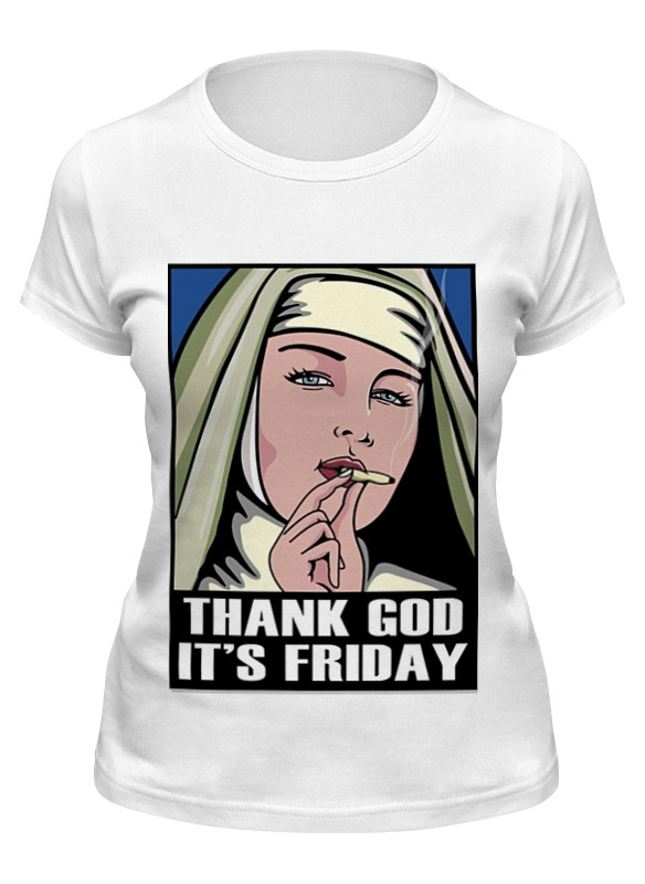 

Футболка женская Printio Thank god it's friday белая M, Белый, Thank god it's friday