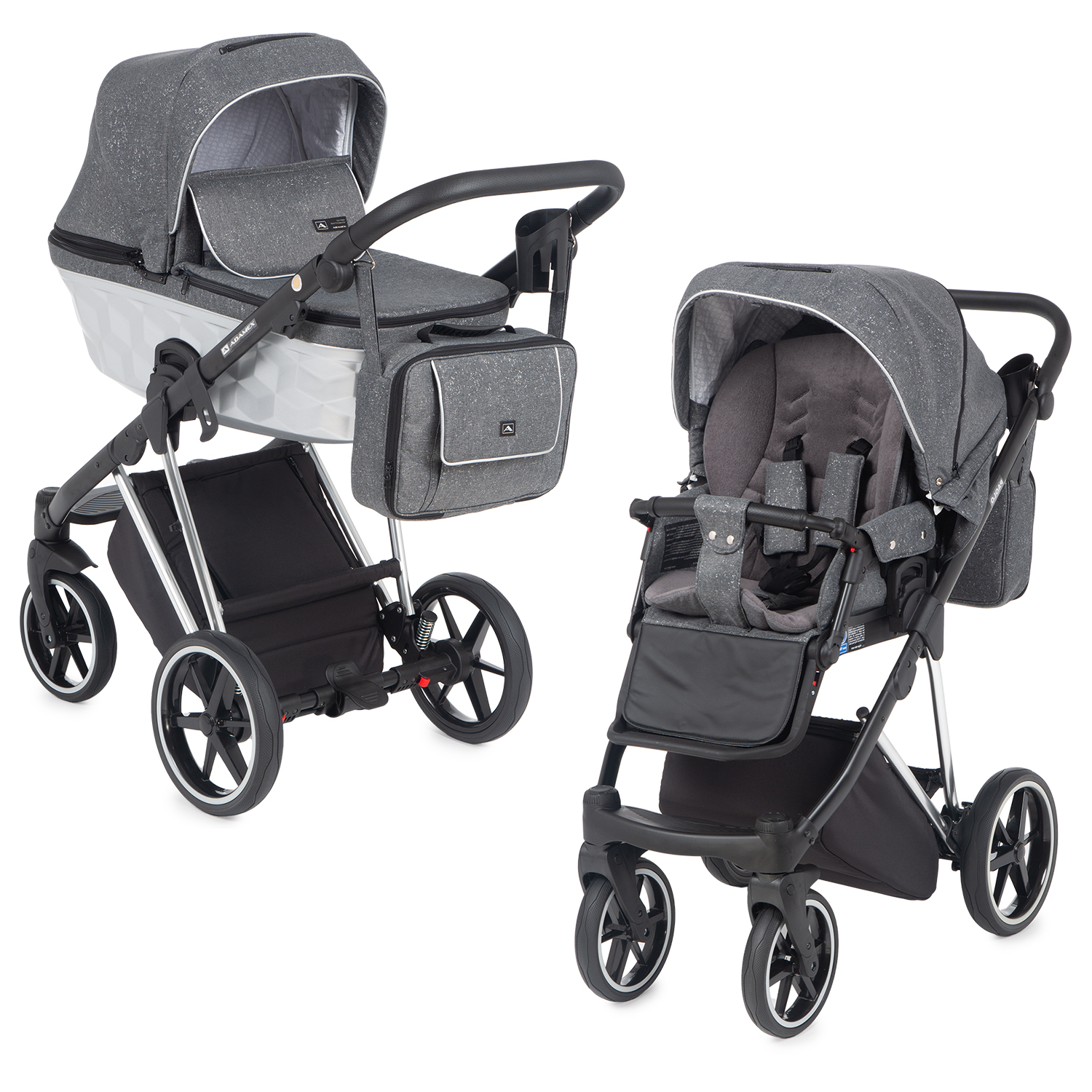 

Коляска 2 в 1 Adamex Paolo Star collection, черный/розовый