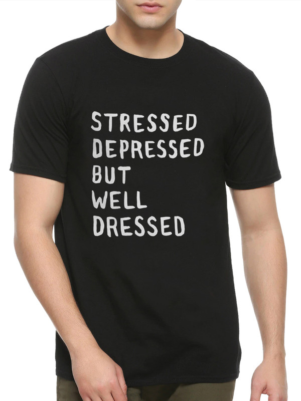 

Футболка мужская Dream Shirts Stressed Depressed But Well Dressed Мужская61 черная S, Stressed Depressed But Well Dressed Мужская61
