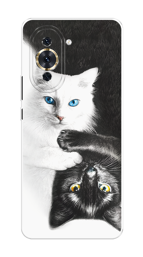 

Чехол на Huawei Nova 10 Pro "Коты Инь-Янь", Черный;белый;голубой, 6109050-1
