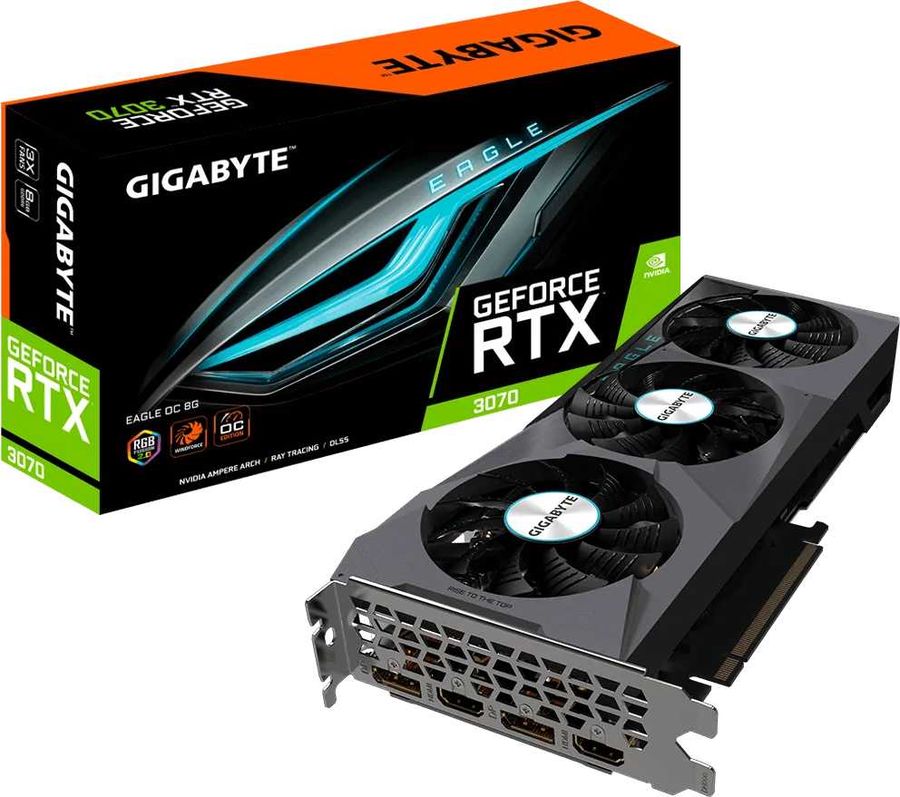 фото Видеокарта gigabyte geforce rtx 3070 eagle oc lhr (gv-n3070eagle oc-8gd 2.0)