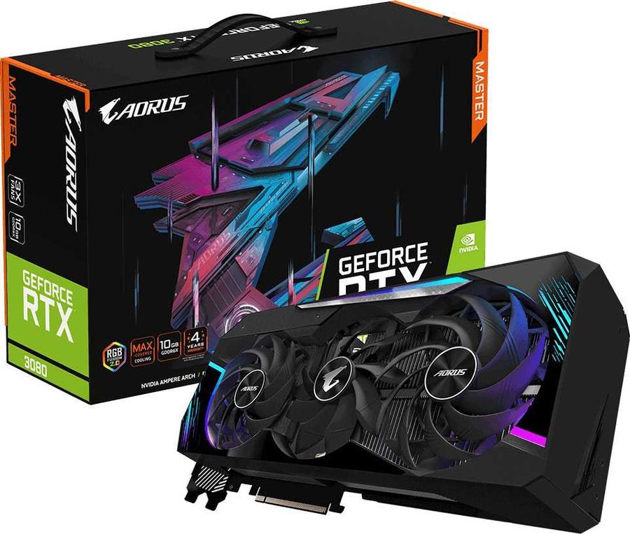 фото Видеокарта gigabyte geforce rtx 3080 aorus master 2.0 lhr (gv-n3080aorus m-10gd 2.0)