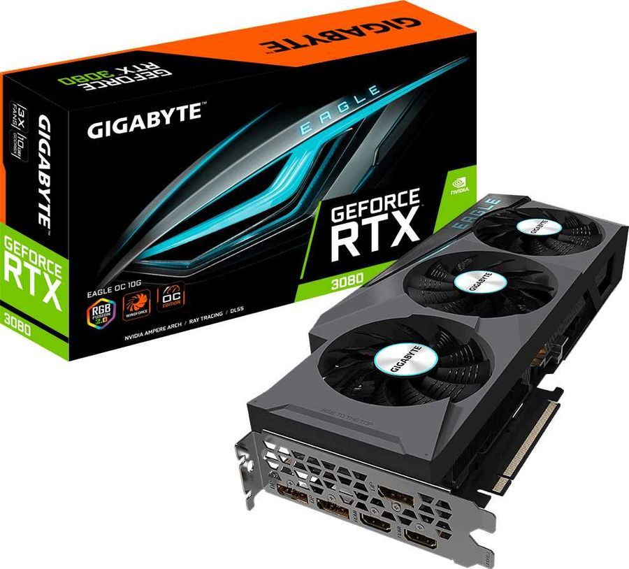 фото Видеокарта gigabyte geforce rtx 3080 eagle oc 2.0 lhr (gv-n3080eagle oc-10gd 2.0)