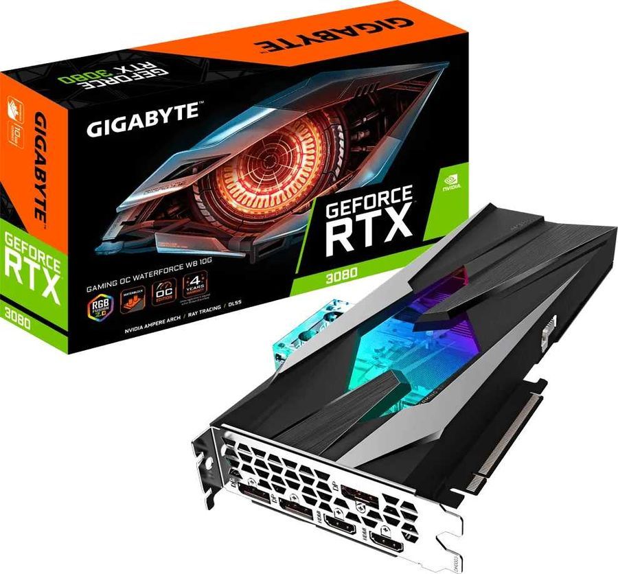 фото Видеокарта gigabyte geforce rtx 3080 gaming oc waterforce wb 2.0 lhr