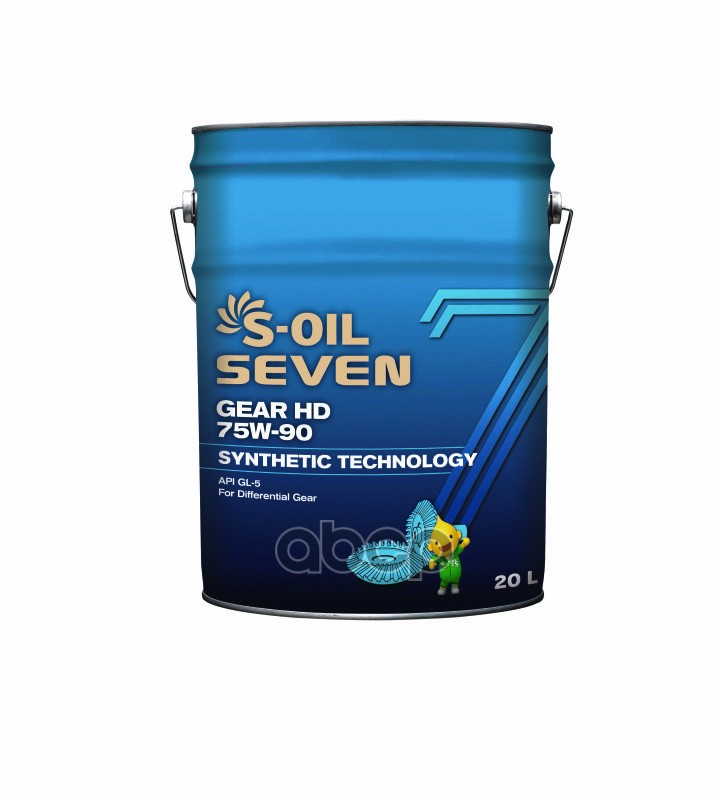 Трансмиссионное масло S-OIL синтетическое 7 Gear Hd Gl-5 75w90 20л