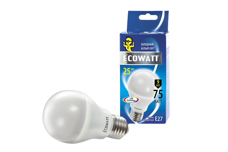 Лампа ECOWATT A60 230V 9W E27 4000K