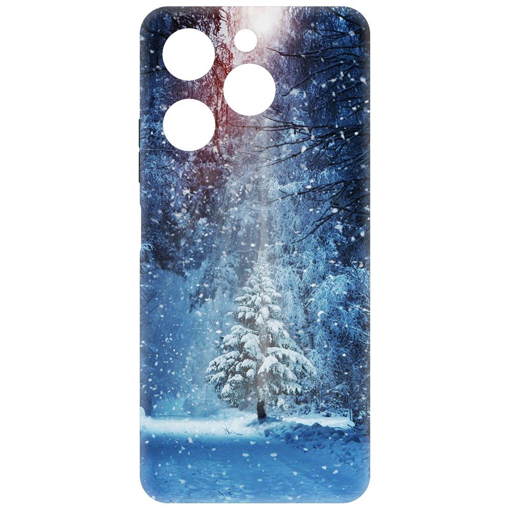 

Чехол-накладка Krutoff Soft Case Лесная ель для Itel A70 черный