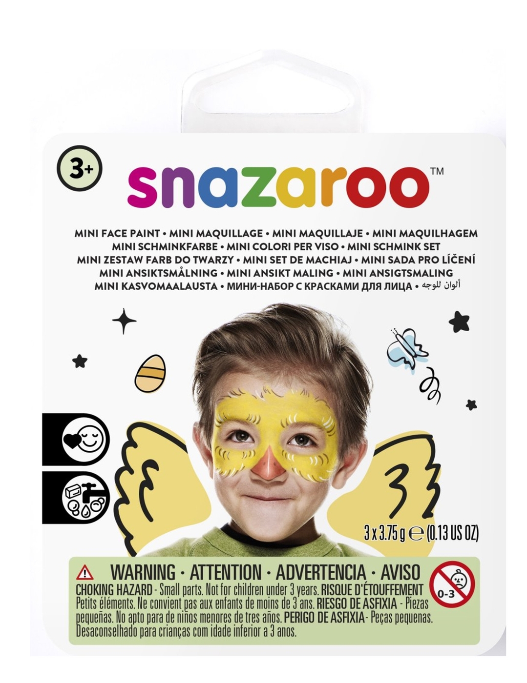 

Аквагрим Snazaroo Цыплёнок, 3 цвета + аксессуары, Белый;желтый;красный, 1501-3818