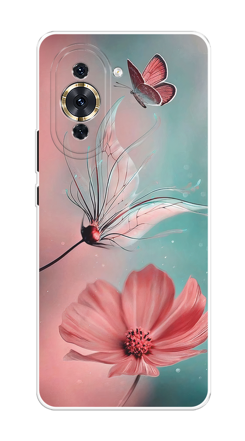 

Чехол на Huawei Nova 10 Pro "Бабочка и цветок", Голубой;розовый, 6109050-1