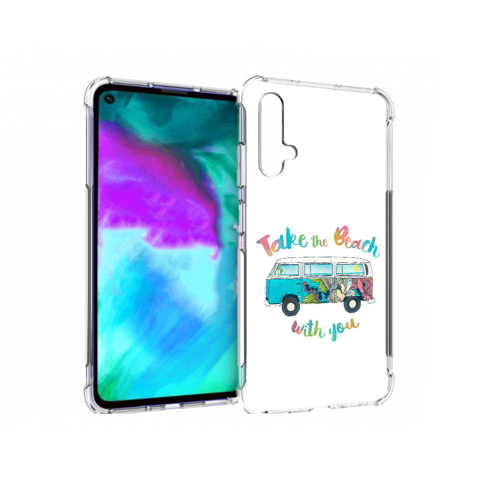 

Чехол бампер MyPads Хиппи автобус для Huawei nova 5T противоударный, Прозрачный, Tocco