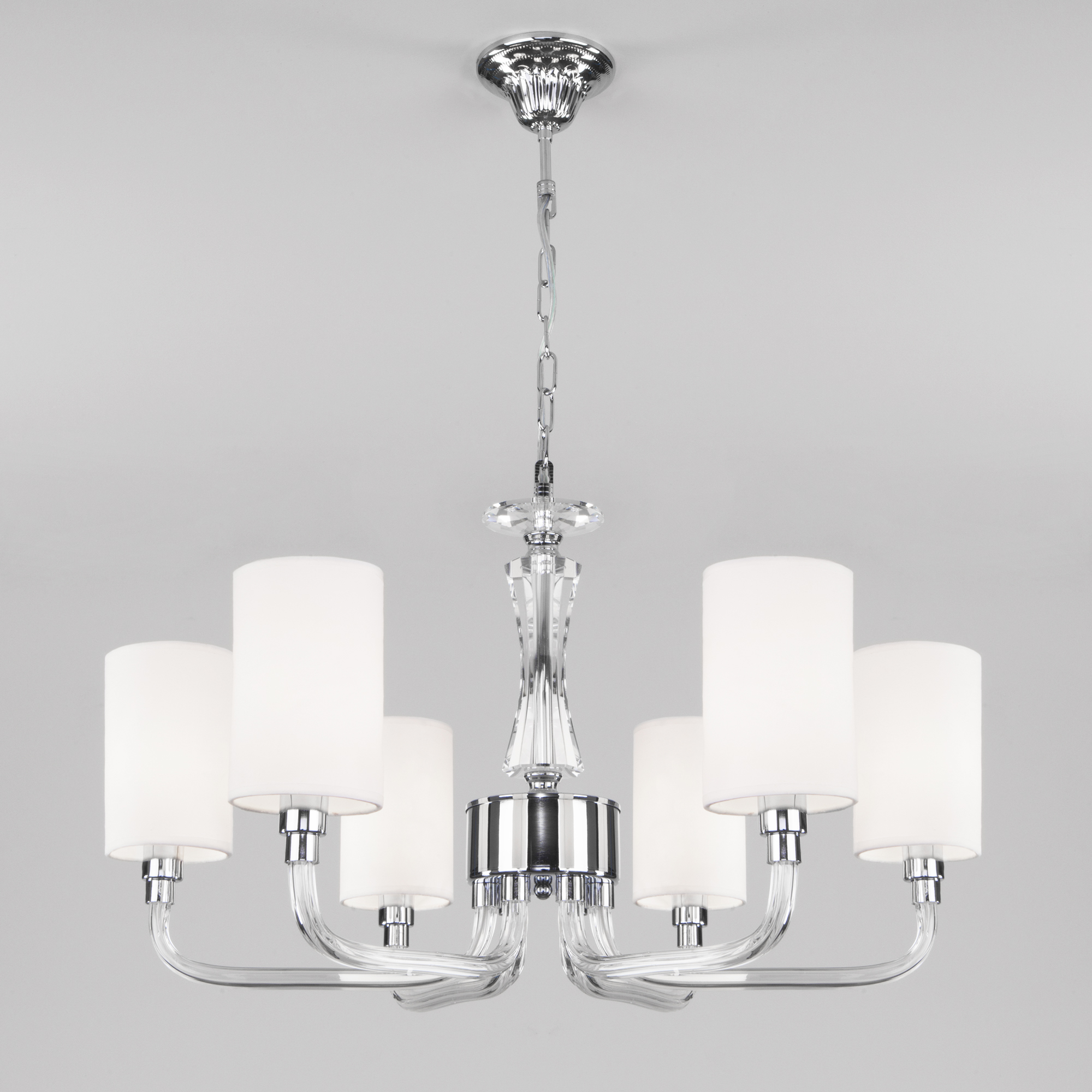 Умная подвесная люстра на 6 лампы E14 Eurosvet 60120/6 Smart Catania хром Minimir Home