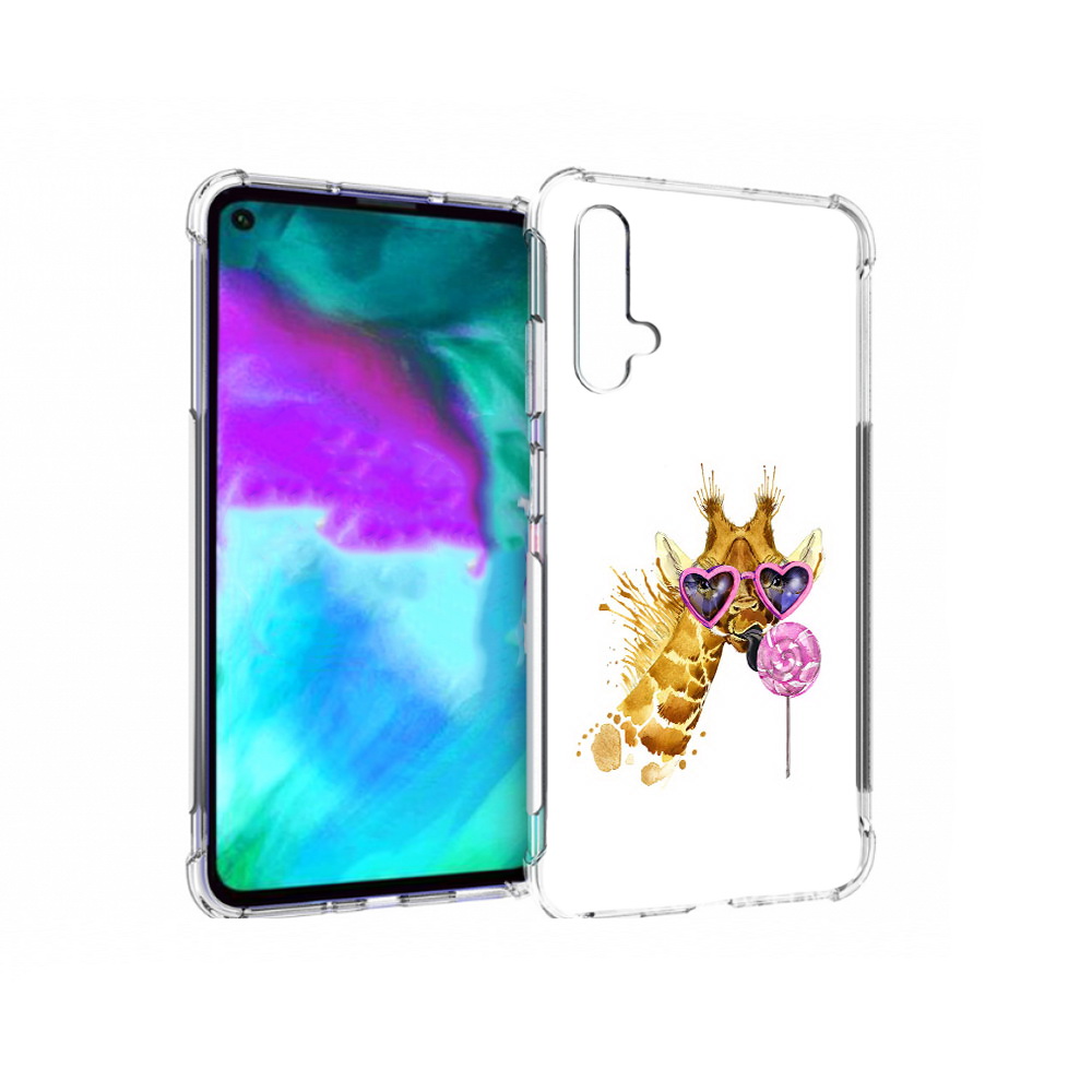 

Чехол бампер MyPads акварельный жираф для Huawei nova 5T противо, Прозрачный, Tocco