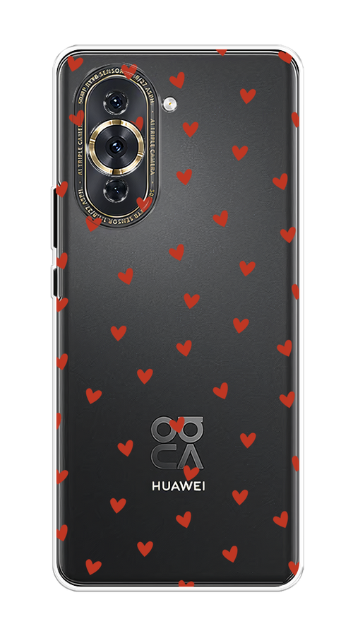 

Чехол на Huawei Nova 10 Pro "Red hearts", Красный;прозрачный, 6109050-1