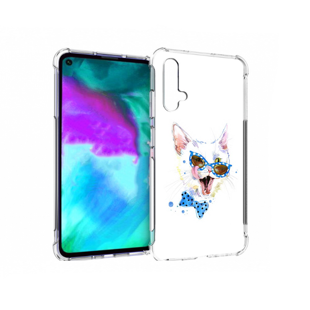 

Чехол бампер MyPads белый кот для Huawei nova 5T противоударный, Прозрачный, Tocco
