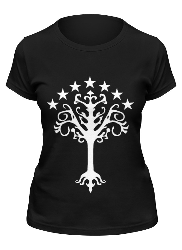 

Футболка женская Printio White tree of gondor черная M, Черный, White tree of gondor