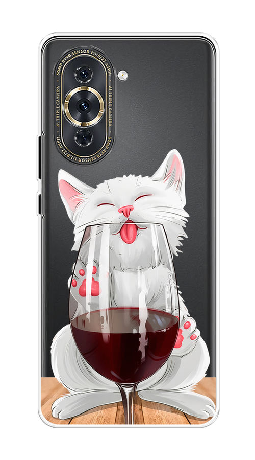 

Чехол на Huawei Nova 10 Pro "Кот с бокалом", Прозрачный;белый;красный, 6109050-1
