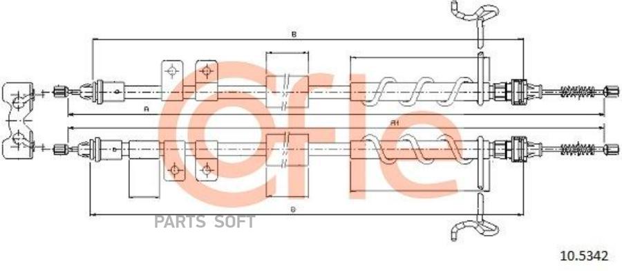 

COFLE 92.10.5342 Трос стояночного тормоза задн FORD TRANSIT CONNECT 200 220 DS1,8TDdi-1,8T