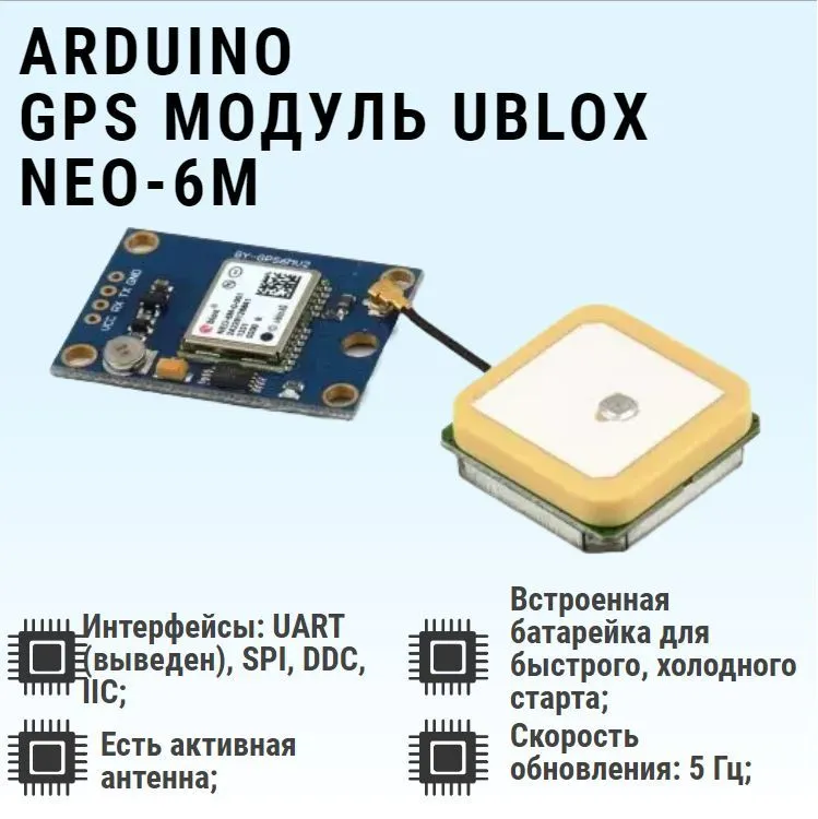 

Модуль GPS NEO-6M с активной антенной