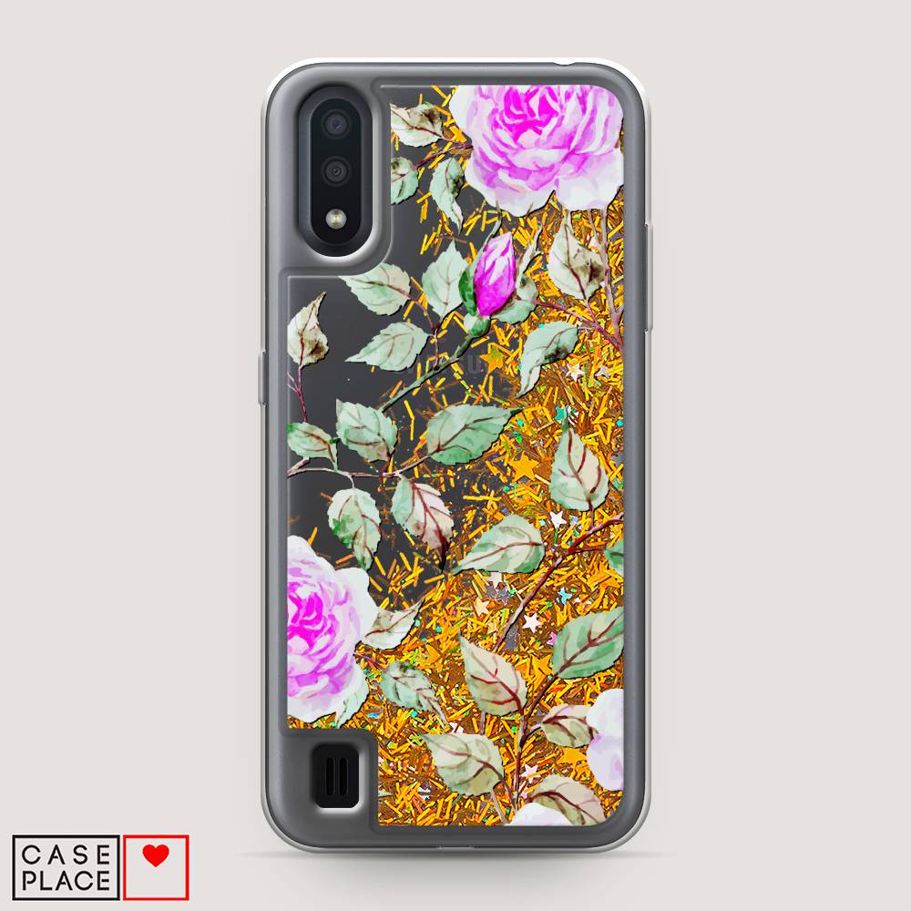 

Жидкий чехол с блестками "Цветочная фантазия 7" на Samsung Galaxy A01, 29590-1