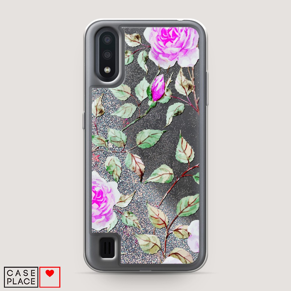 

Жидкий чехол с блестками "Цветочная фантазия 7" на Samsung Galaxy A01, 29591-1