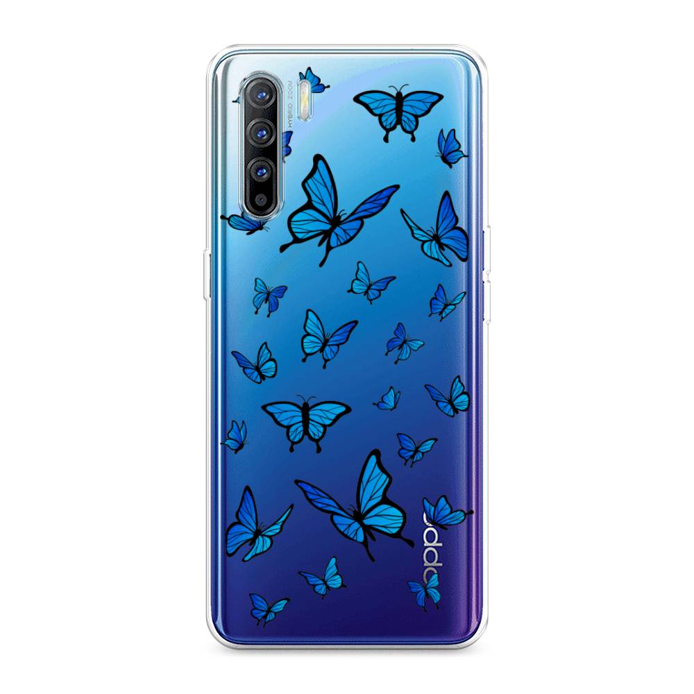 фото Силиконовый чехол "синие бабочки" на oppo reno 3 awog