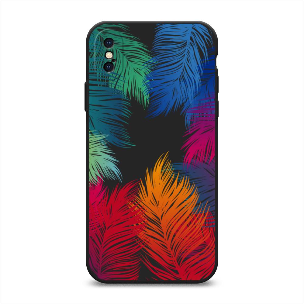 

Чехол Awog на Apple iPhone X (10) / Айфон X (10) "Рамка из перьев", Разноцветный, 11052-1