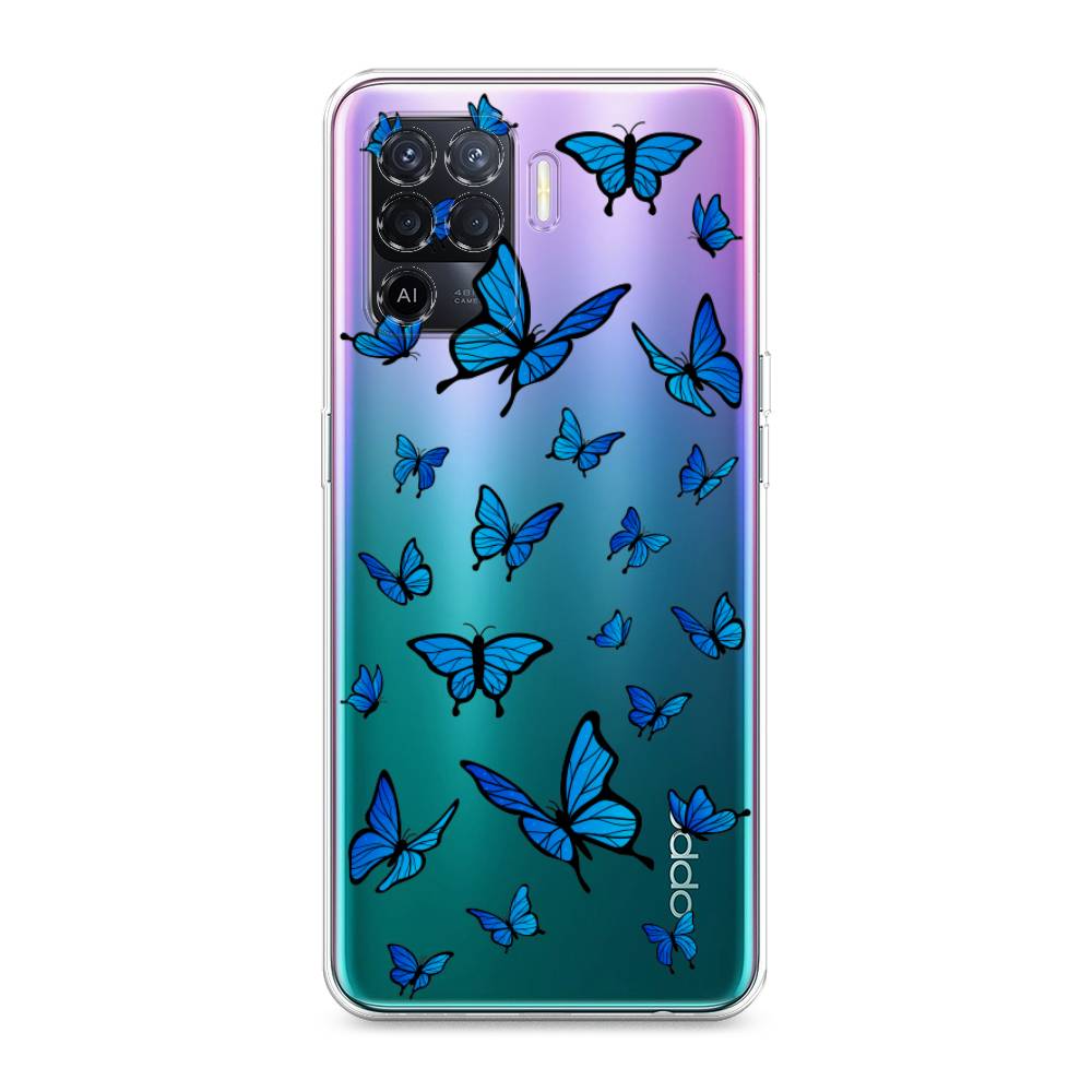 фото Силиконовый чехол "синие бабочки" на oppo reno 5 lite awog