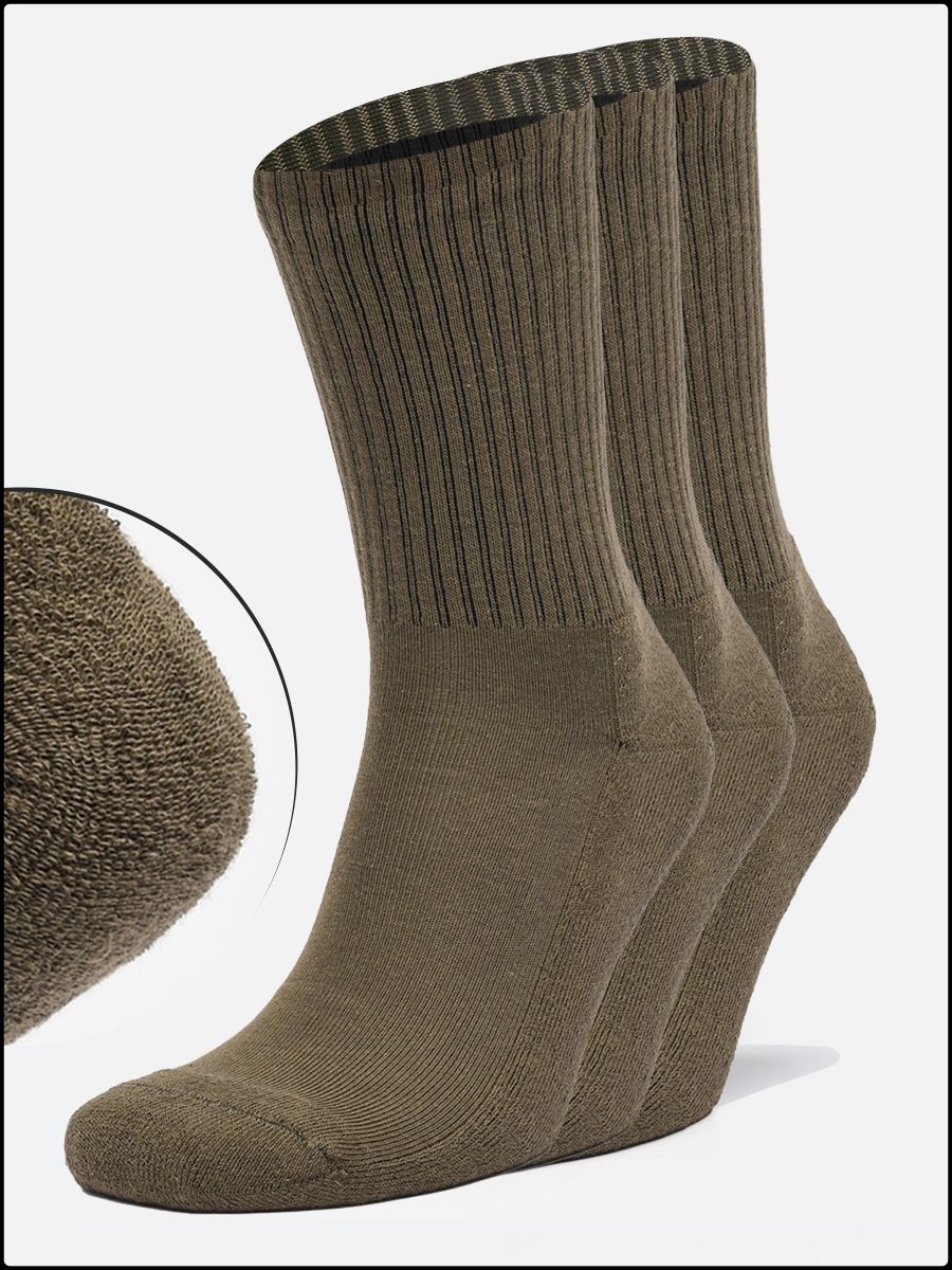 Комплект носков унисекс DZEN&SOCKS mah-sled/3 хаки 23-25, 3 пары