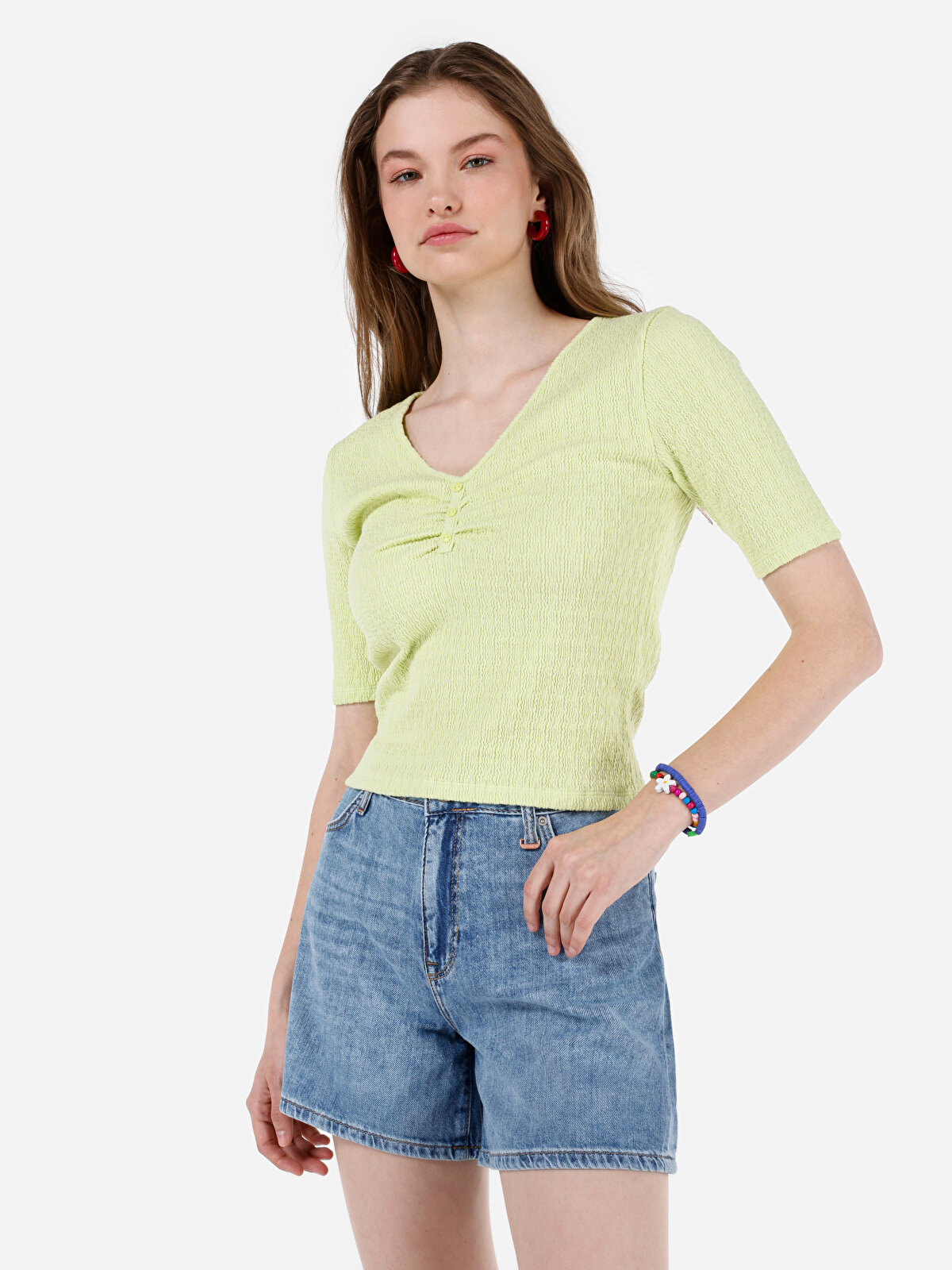 

Футболка женская Colin's CL1067968 зеленая L, Зеленый, CL1067968
