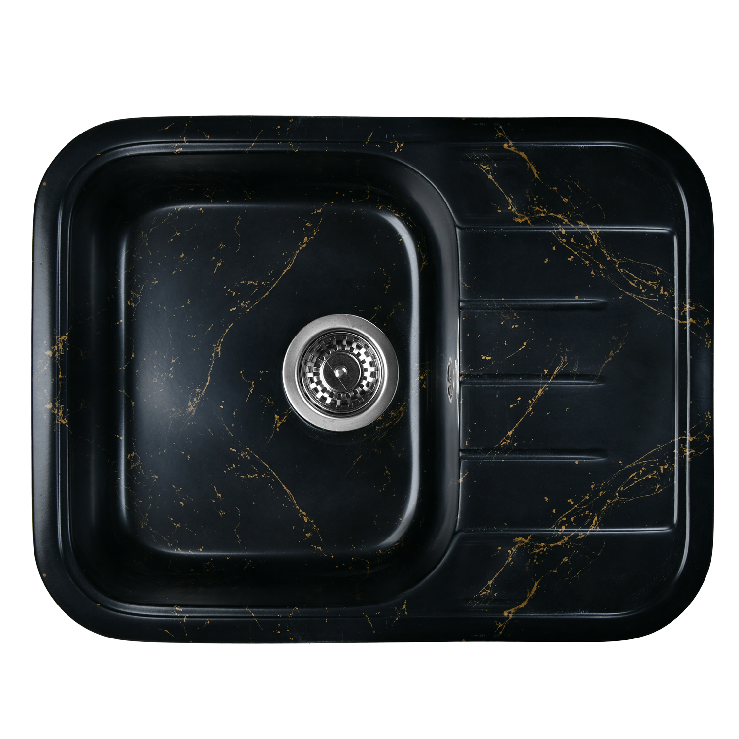 фото Мойка для кухни из искусственного камня wisent wb20-14 мрамор черно-золотой